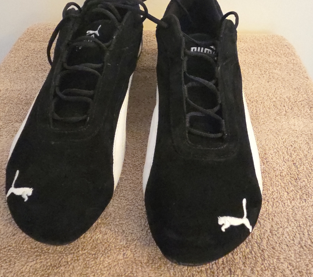 Puma Men's Classic Black and White Suede Sneakers